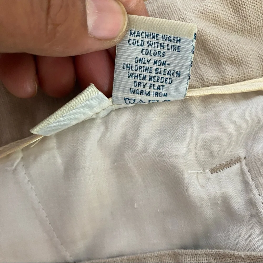 Joseph & Feiss Linen Cotton Pants Size 36‎ Tan Drawstring Casual Summer